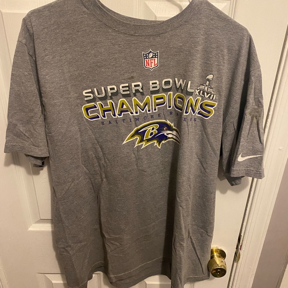 Baltimore Ravens Nike drifit Super Bowl Champions t shirt grey size XL